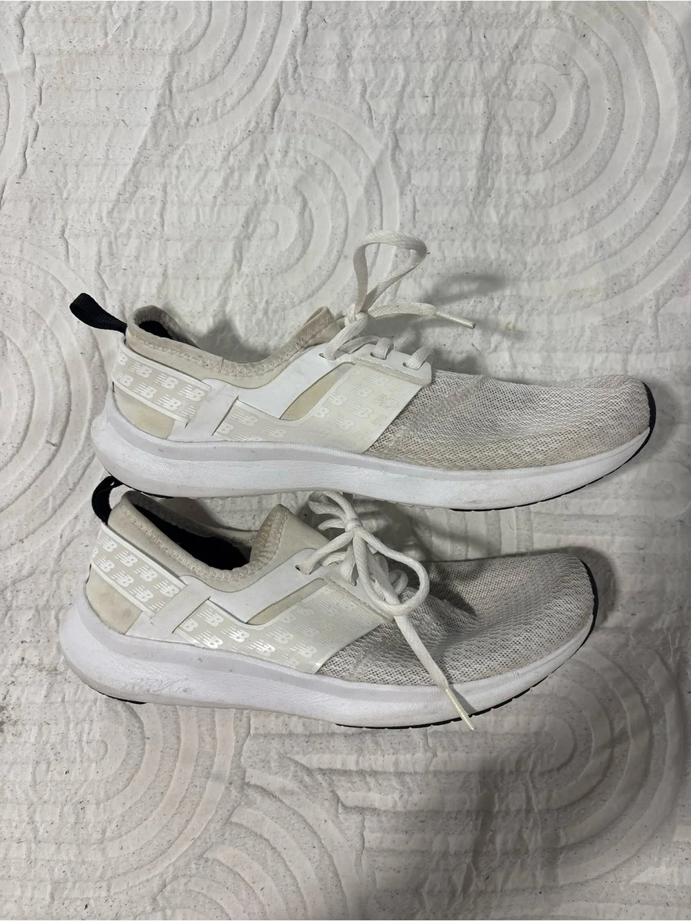 New Balance Cream/Black Slip-On Knit Sneakers